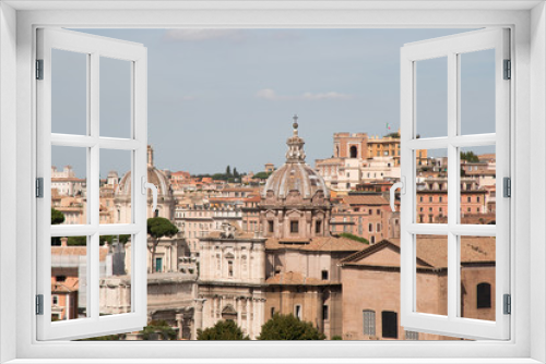 A panoramic view over the city Rome in Italy during the summer at daytime.