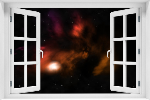 Fototapeta Naklejka Na Ścianę Okno 3D - Being shone nebula and star field. 3D rendering