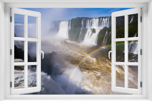 Fototapeta Naklejka Na Ścianę Okno 3D - Rainbow over Cataratas del Iguazu waterfall, Brazil
