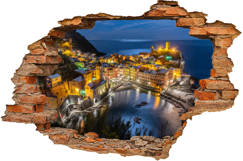 Vernazza nocą, Cinque Terre, Liguria, La Spezia, Włochy