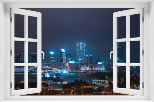 Fototapeta Naklejka Na Ścianę Okno 3D - Central HongKong night