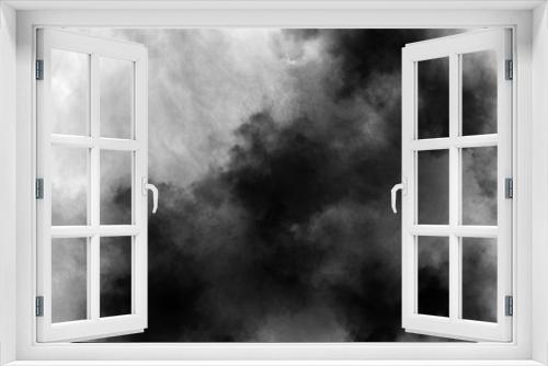 Fototapeta Naklejka Na Ścianę Okno 3D - Black smoke on isolated white background. Texture overlays. Design element.