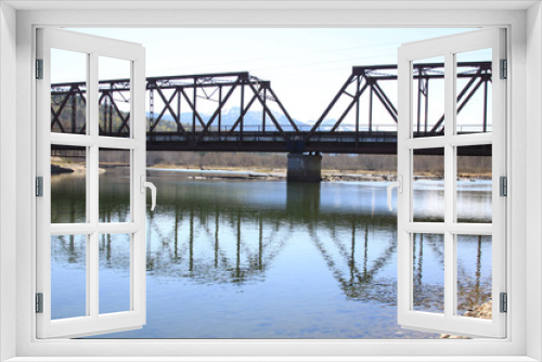 Fototapeta Naklejka Na Ścianę Okno 3D - railway bridge over the river