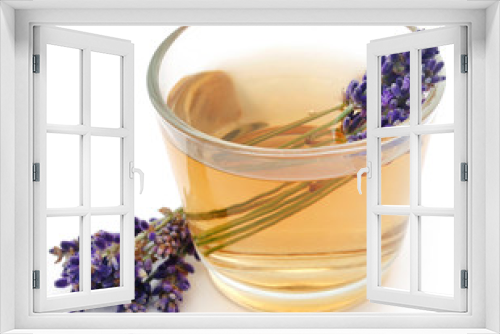 Fototapeta Naklejka Na Ścianę Okno 3D - Lavender tea with flower
