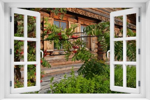 Fototapeta Naklejka Na Ścianę Okno 3D - Old log house