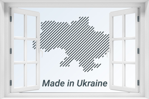 Fototapeta Naklejka Na Ścianę Okno 3D - Made in Ukraine, striped map in a black strip on a silver background