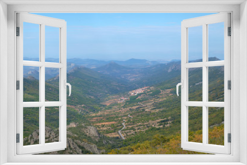 Fototapeta Naklejka Na Ścianę Okno 3D - View from the peak of the Villuercas of the town of Navezuela, villuercas-ibores region in Extremadura, highest point in the region, next to the town of Guadalupe