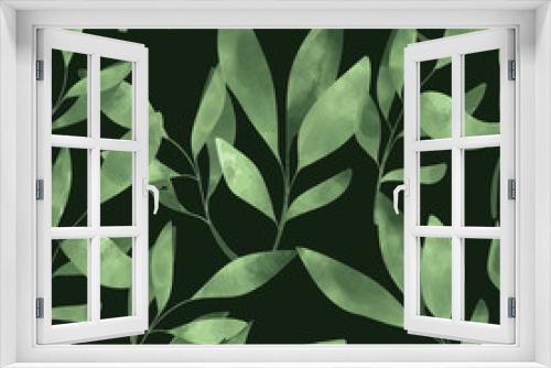 Fototapeta Naklejka Na Ścianę Okno 3D - green leaf seamless pattern