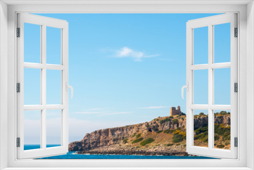 Fototapeta Naklejka Na Ścianę Okno 3D - Watchtower near ionian sea (Uluzzo tower in Porto Selvaggio) Apulia, Salento, Italy
