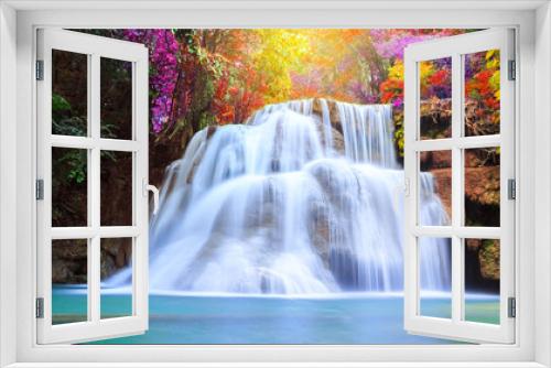 Fototapeta Naklejka Na Ścianę Okno 3D - Beautiful waterfall in deep forest