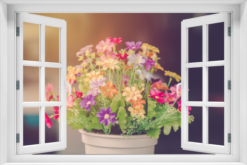 Fototapeta Naklejka Na Ścianę Okno 3D - Bouquet of flowers decor in garden. vintage filter