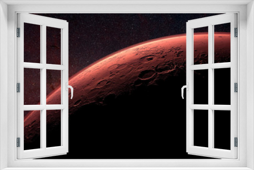 Fototapeta Naklejka Na Ścianę Okno 3D - Red moon in the sunset rays. Elements of this image were furnished by NASA.