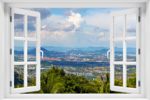 Fototapeta Naklejka Na Ścianę Okno 3D - Panorama of Phuket from a height, green hills in the middle of the sea