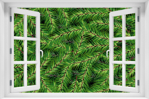 Fototapeta Naklejka Na Ścianę Okno 3D - Christmas seamless pattern with green fir branches background, Winter pattern, wrapping paper, pattern fills, winter greetings, web page background, Christmas and New Year greeting cards