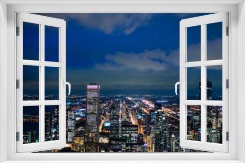 Fototapeta Naklejka Na Ścianę Okno 3D - city skyline aerial night view in Chicago, America