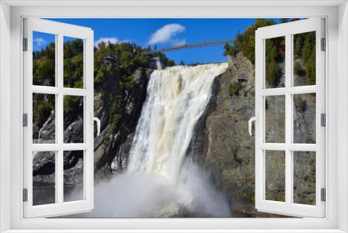 Fototapeta Naklejka Na Ścianę Okno 3D - Full Intensity Montmorency Falls During the Summer, Quebec City, Quebec, Canada