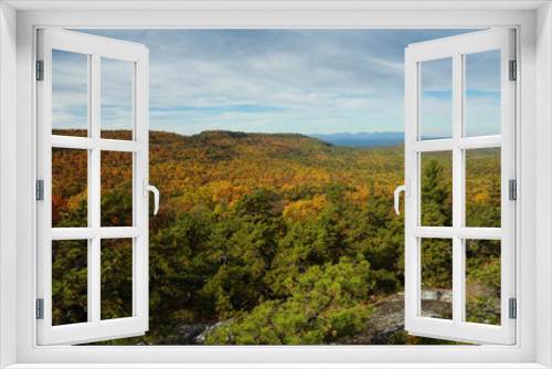 Fototapeta Naklejka Na Ścianę Okno 3D - Colorful mountains range in autumn season with red, green,orange, and golden foliage, state park vivid trees.