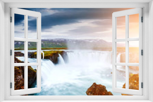 Fototapeta Naklejka Na Ścianę Okno 3D - Amazing view of famous Godafoss cascade. Location place Bardardalur valley, Iceland, Europe.