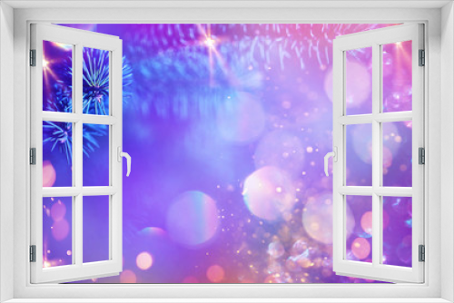 Fototapeta Naklejka Na Ścianę Okno 3D - Christmas and New Year holidays background. Glitter lights backdrop. Winter season. Text space. Closeup of Christmas-tree.