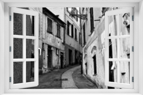 Fototapeta Naklejka Na Ścianę Okno 3D - Perspective of old street in Genova Nervi town