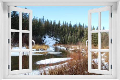 Fototapeta Naklejka Na Ścianę Okno 3D - Winter Flowing Along The Creek, Whitemud Park, Edmonton, Alberta