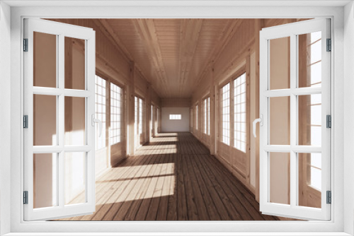 Fototapeta Naklejka Na Ścianę Okno 3D - empty room tatami mat Designing the most beautiful. 3D rendering