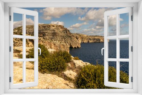 Fototapeta Naklejka Na Ścianę Okno 3D - view of malta coast and mediterranean sea at blue grotto, malta