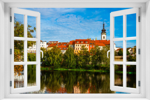 Fototapeta Naklejka Na Ścianę Okno 3D - Scenic view of the city of Pisek and Otava river. Czech Republic