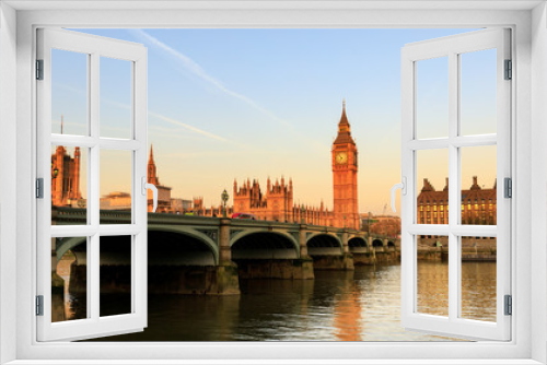 Fototapeta Naklejka Na Ścianę Okno 3D - Big Ben, Westminster Bridge in the Morning