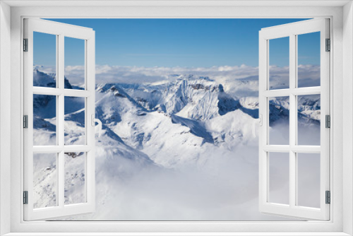 Fototapeta Naklejka Na Ścianę Okno 3D - amazing snow covered peaks in the Swiss alps Jungfrau region from Schilthorn