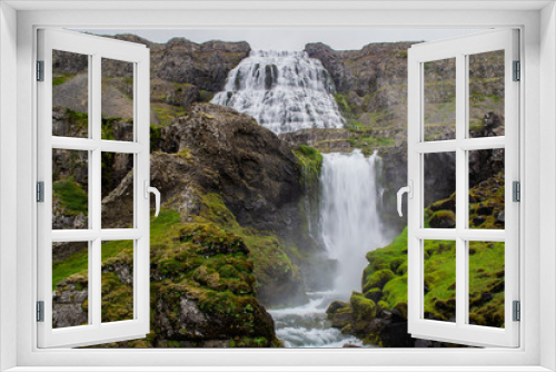 Fototapeta Naklejka Na Ścianę Okno 3D - Long exposure of majestic Dynjandi cascade waterfall, Westfjords, Iceland