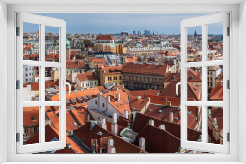 Fototapeta Naklejka Na Ścianę Okno 3D - View from City Hall Tower to Old Town of East Europe Prague City