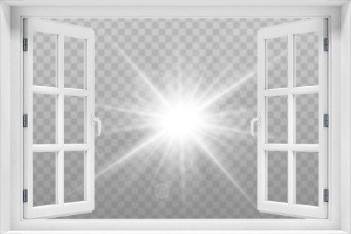 Fototapeta Naklejka Na Ścianę Okno 3D - Star explosion vector illustration, glowing sun. Sunshine isolated on transparent background.