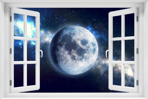 Fototapeta Naklejka Na Ścianę Okno 3D - Full moon in high resolution  on space background.