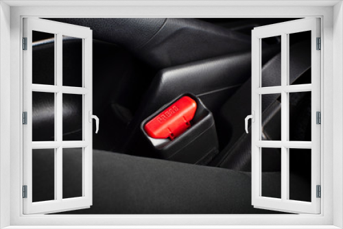 Fototapeta Naklejka Na Ścianę Okno 3D - Fasten seat belts socket in luxury car.