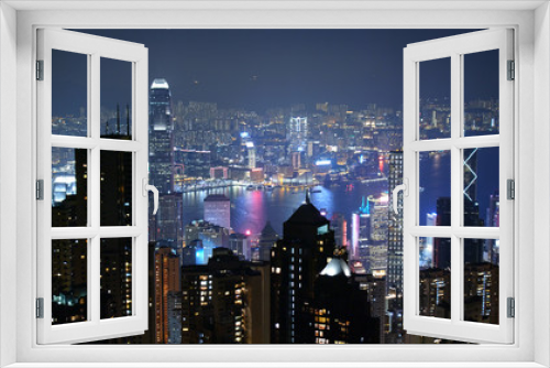 Fototapeta Naklejka Na Ścianę Okno 3D -  Hong Kong city at night