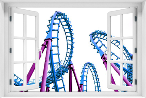 Fototapeta Naklejka Na Ścianę Okno 3D - Pop art roller coaster isolated on white background