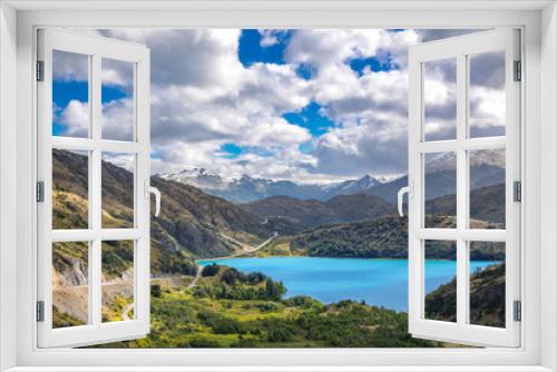 Fototapeta Naklejka Na Ścianę Okno 3D - Bertran lake and mountains beautiful landscape, Chile, Patagonia, South America