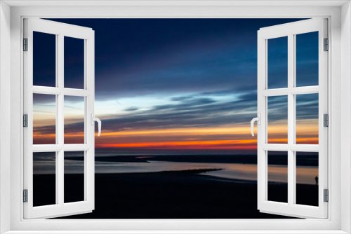 Fototapeta Naklejka Na Ścianę Okno 3D - Sonnenuntergang am Strand Borkum, Reisen Insel Nordsee Wattenmeer Deutschland