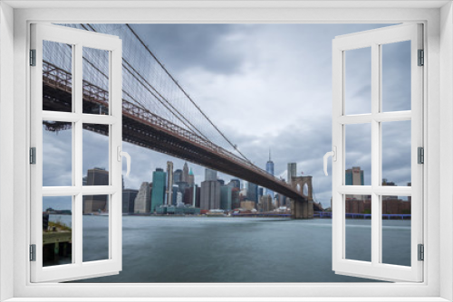 Fototapeta Naklejka Na Ścianę Okno 3D - Brooklyn Bridge, East River, Brooklyn Shore