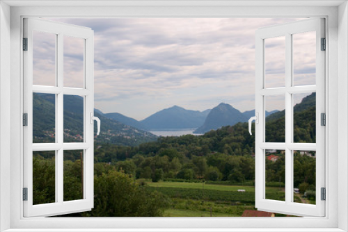 Fototapeta Naklejka Na Ścianę Okno 3D - Panoramic view over Capriasca valley and Lugano lake