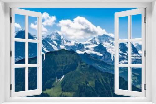Fototapeta Naklejka Na Ścianę Okno 3D - Switzerland, Panoramic view on green Alps and Grindelwald valley from Schynige Platte