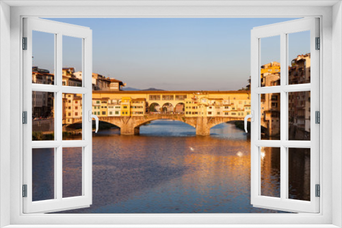 Fototapeta Naklejka Na Ścianę Okno 3D - Ponte Vecchio at Sunset in Florence Italy