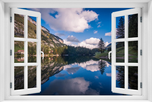 Fototapeta Naklejka Na Ścianę Okno 3D - wide angle landscape of Seealpsee in Switzerland