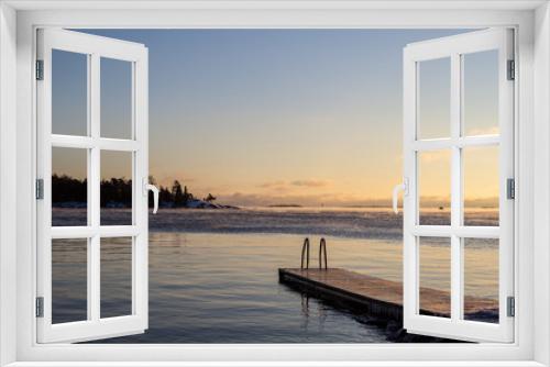 Fototapeta Naklejka Na Ścianę Okno 3D - sunset on lake