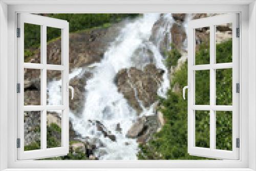 Fototapeta Naklejka Na Ścianę Okno 3D - Mountain waterfall with clear blue water