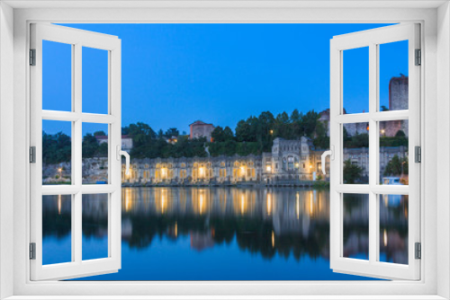 Fototapeta Naklejka Na Ścianę Okno 3D - View of the Castello Visconteo and Centrale Idroelettrica Taccani on the shores of river Adda, Trezzo sull'Adda, Milan, Lombardy, Italy