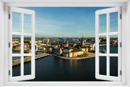 Fototapeta Naklejka Na Ścianę Okno 3D - The view of the center of Stockholm and its historical part - Gamla Stan from above. Shot from the tower of City Hall