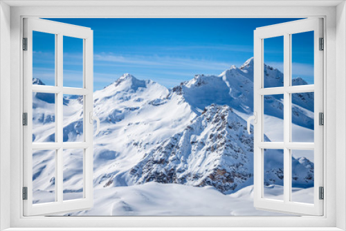 Fototapeta Naklejka Na Ścianę Okno 3D - Winter panoramic view of the snowy high mountains of Elbrus in the Russia