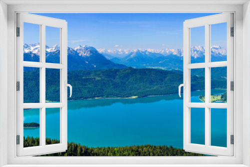 Fototapeta Naklejka Na Ścianę Okno 3D - Ausblick auf den Walchensee und in die bayrischen Alpen 
